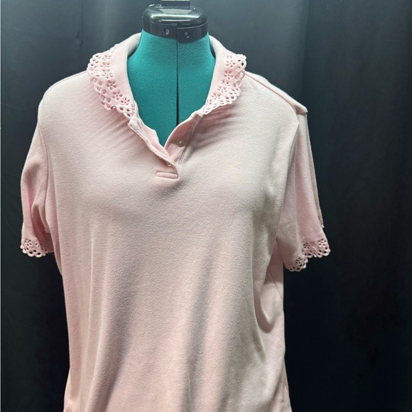 Blair Tops - Blair Light Pink Eyelet Collar Button Down Shirt